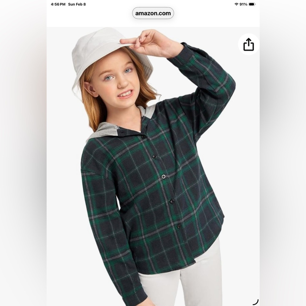 6 for$20❤️bundle item! NWT Sz 7 Youth Kids plaid flannel Shirt hoodie